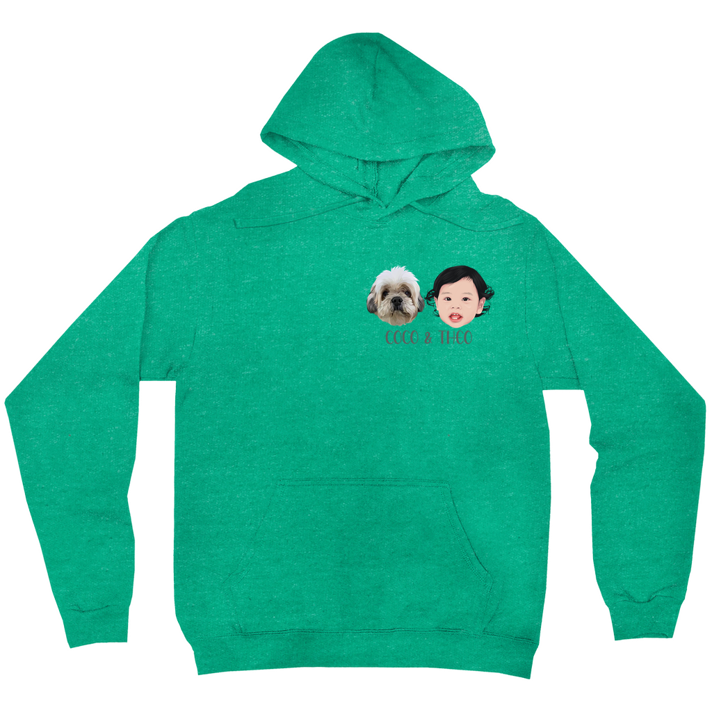 Minimalist Custom Pet and Me Face Hoodies (2 heads)