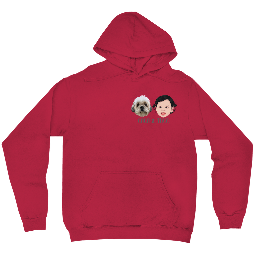 Minimalist Custom Pet and Me Face Hoodies (2 heads)