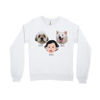 Custom Pet and Me Face  Sweatshirts (3 Heads)