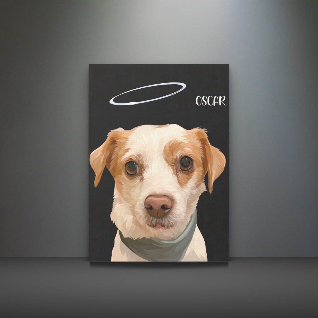 Custom Pet Face Canvas in Black with Name