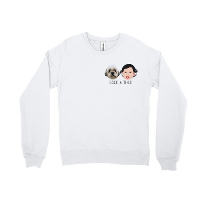 Minimalist Custom Pet and Me Face Sweatshirts (2 Heads)