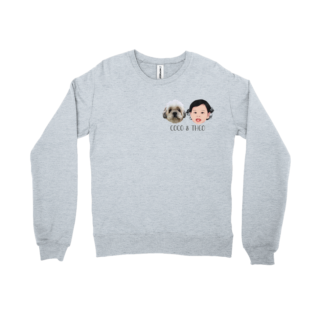 Minimalist Custom Pet and Me Face Sweatshirts (2 Heads)