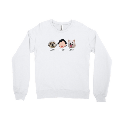 Minimalist Custom Pet and Me Face Sweatshirts (3 Heads)