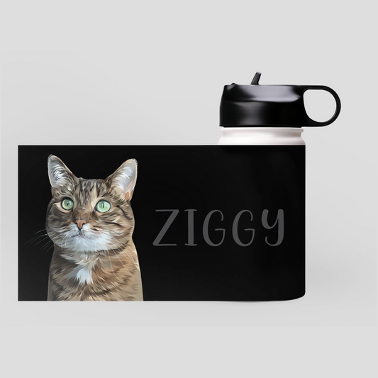 Custom Pet Face Premium Water Bottles - Black