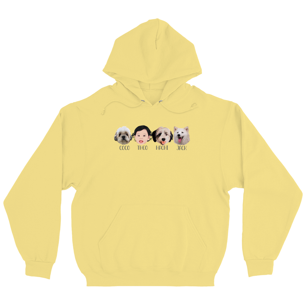 Minimalist Custom Pet and Me Face Hoodies (4 heads)