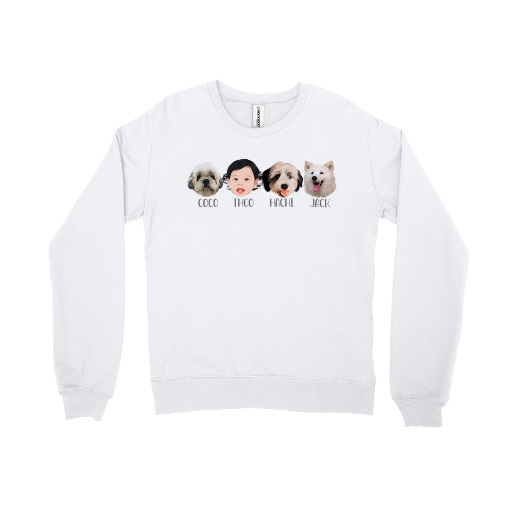 Minimalist Custom Pet and Me Face Sweatshirts (4 Heads)