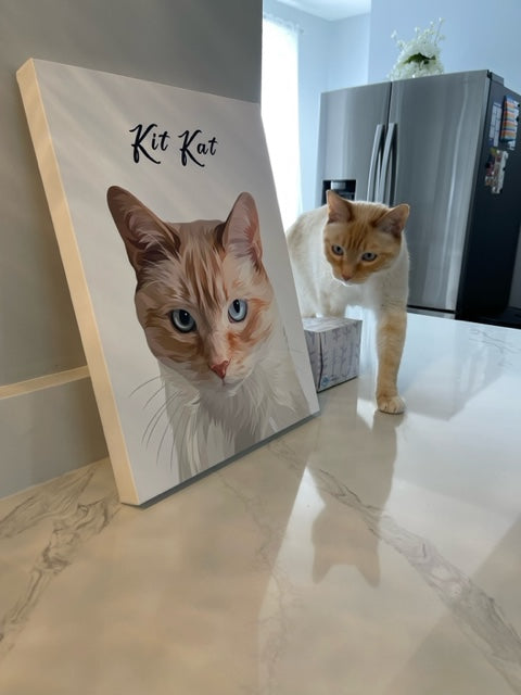 Custom Pet Face Canvas in white with Name