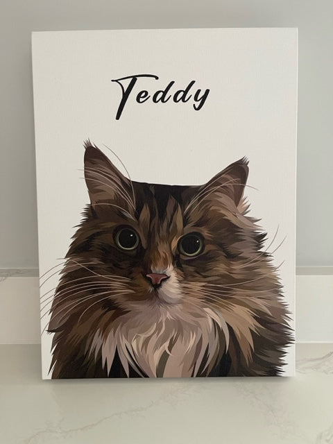 Custom Pet Face Canvas in white with Name