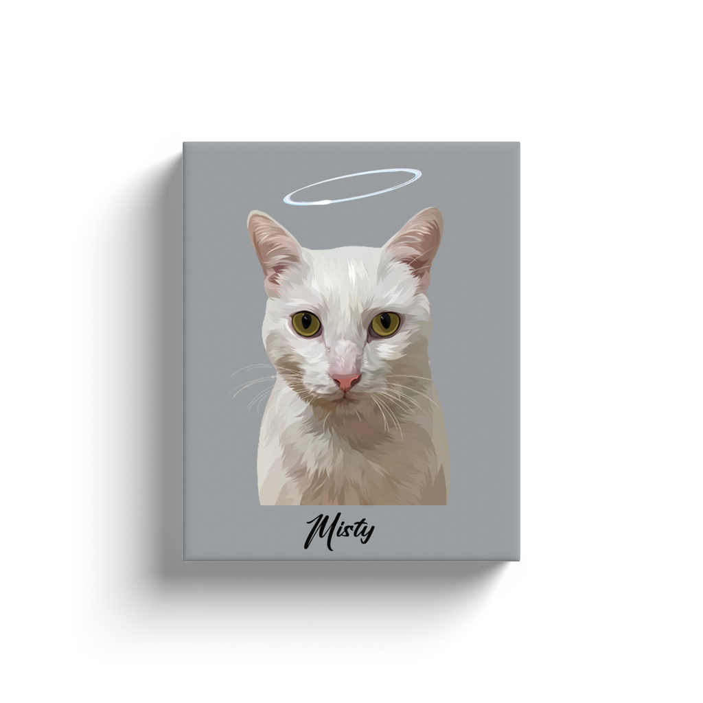 Custom Pet Face Canvas in Gray with Name