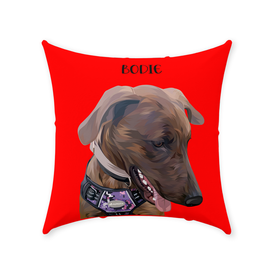 Custom Pet Face Red Throw Pillows