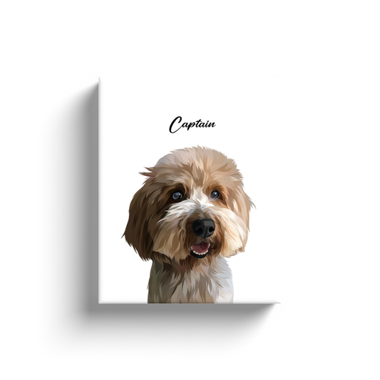 Custom Pet Face Canvas in white with Name