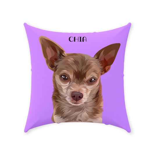 Custom Pet Face Violet Throw Pillows