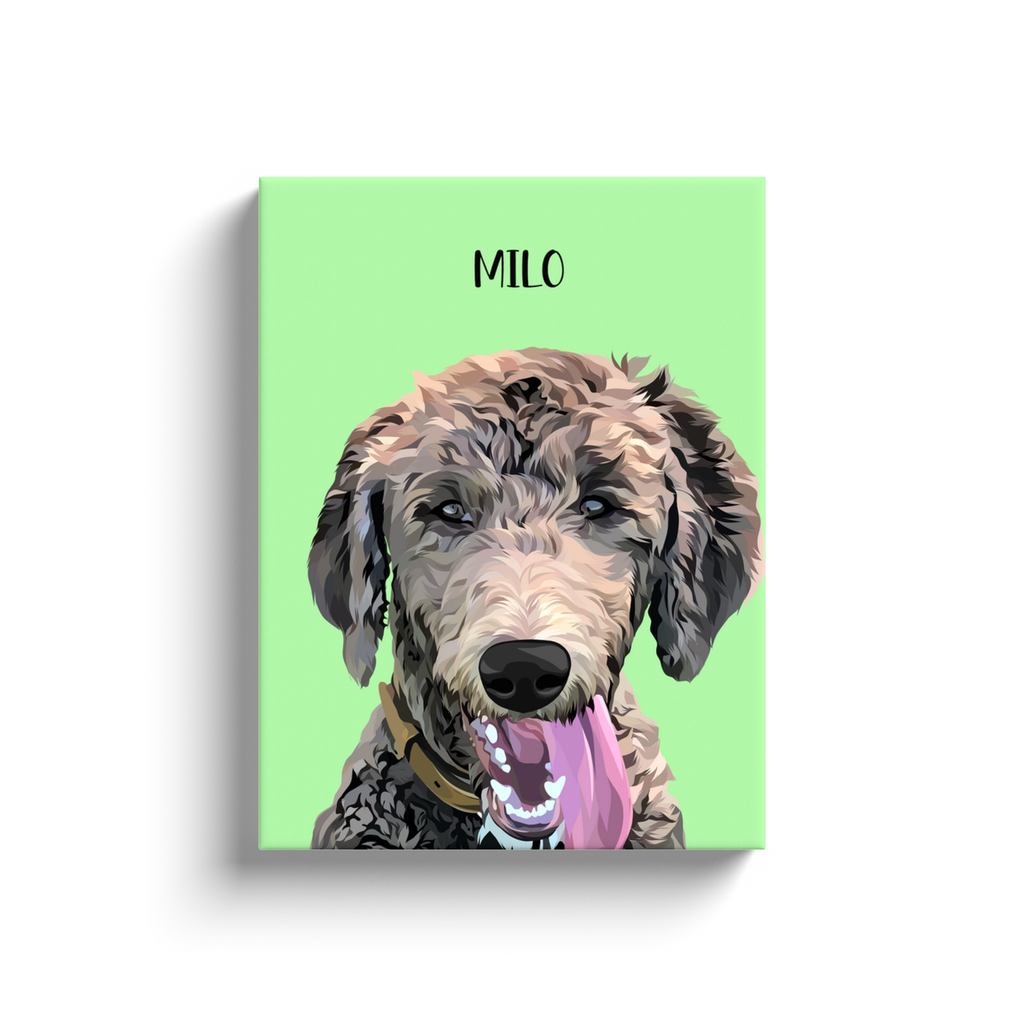 Custom Pet Face Canvas in Green