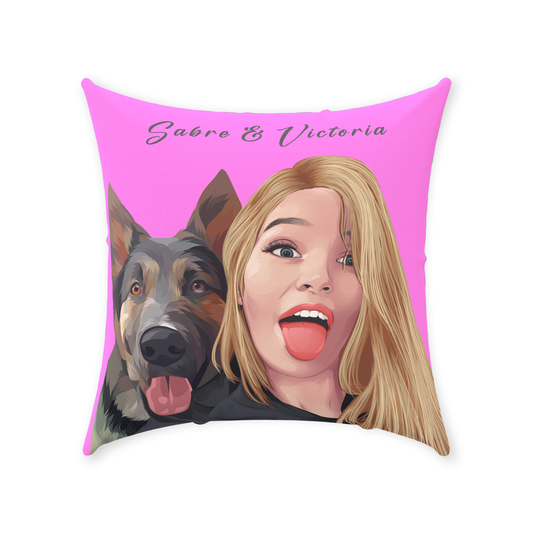 Custom Pet Face Violet Throw Pillows (2 head) Pink