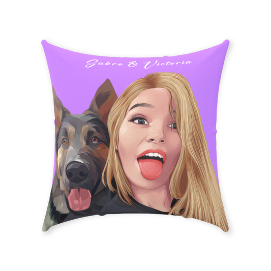 Custom Pet Face Violet Throw Pillows (2 head) Purple