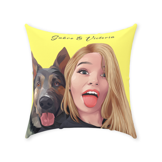 Custom Pet Face Violet Throw Pillows (2 head) Yellow