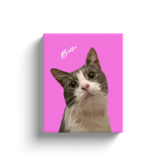 Custom Pet Face Canvas in Pink with Name