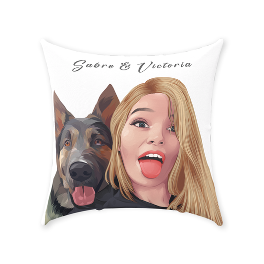 Custom Pet Face Violet Throw Pillows (2 head) White