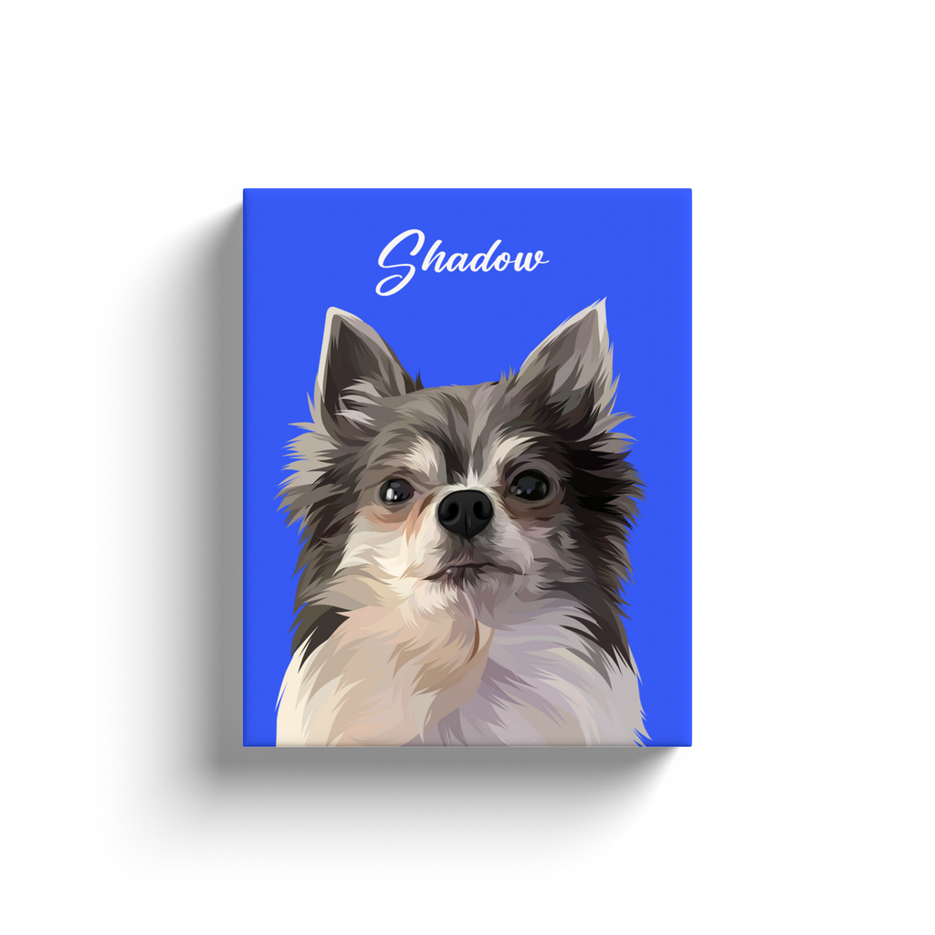 Custom Pet Face Canvas in Blue with Name